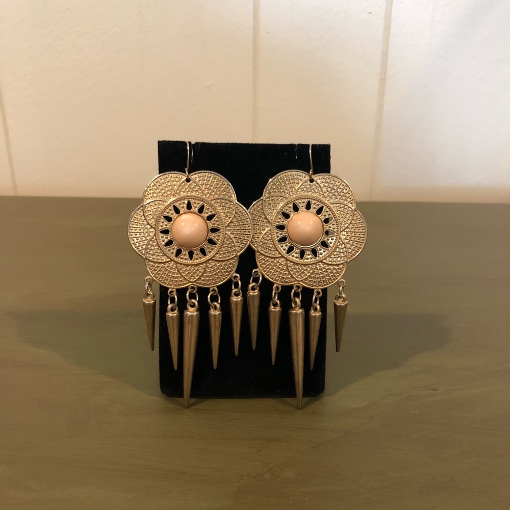 Gold and Coral Flower earrings